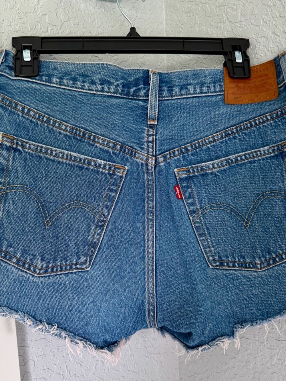 Levi's Blue Denim Frayed Hem Women's Shorts